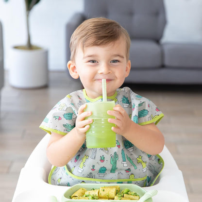 Baby and Toddler Cups, Sippy Cup with Straw, Spill Proof, Transition Cup for Babies Ages 1 Year, Safely Sip from Lid, Straw or Cup, First Year Supplies, Platinum Silicone, Holds 7oz, Gray