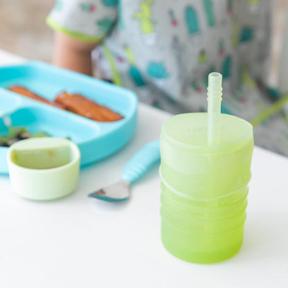 Baby and Toddler Cups, Sippy Cup with Straw, Spill Proof, Transition Cup for Babies Ages 1 Year, Safely Sip from Lid, Straw or Cup, First Year Supplies, Platinum Silicone, Holds 7oz, Gray