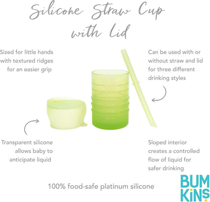 Baby and Toddler Cups, Sippy Cup with Straw, Spill Proof, Transition Cup for Babies Ages 1 Year, Safely Sip from Lid, Straw or Cup, First Year Supplies, Platinum Silicone, Holds 7oz, Gray