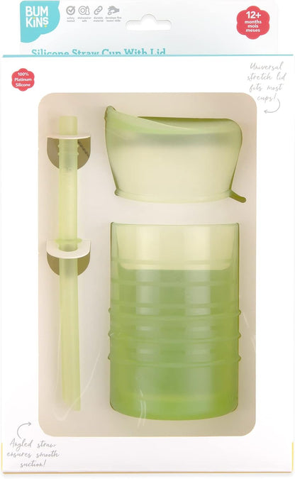 Baby and Toddler Cups, Sippy Cup with Straw, Spill Proof, Transition Cup for Babies Ages 1 Year, Safely Sip from Lid, Straw or Cup, First Year Supplies, Platinum Silicone, Holds 7oz, Gray