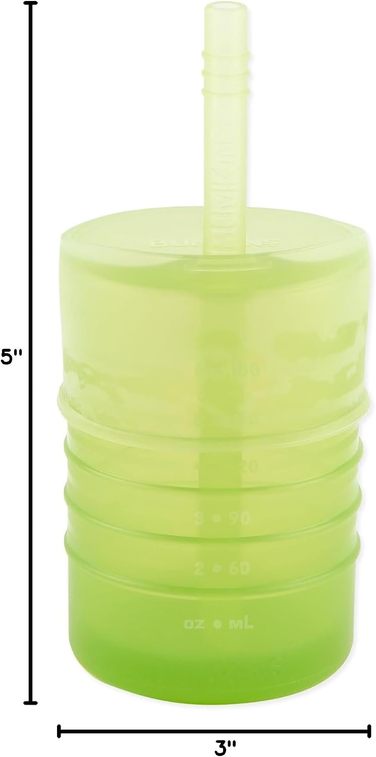 Baby and Toddler Cups, Sippy Cup with Straw, Spill Proof, Transition Cup for Babies Ages 1 Year, Safely Sip from Lid, Straw or Cup, First Year Supplies, Platinum Silicone, Holds 7oz, Gray