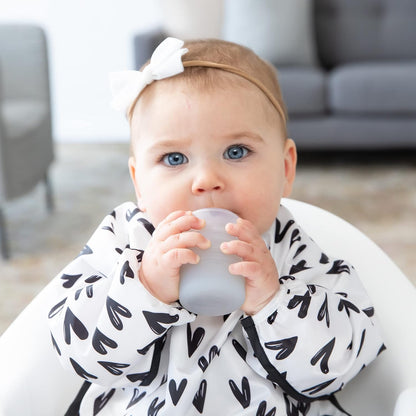 Baby and Toddler Cups, Sippy Cup with Straw, Spill Proof, Transition Cup for Babies Ages 1 Year, Safely Sip from Lid, Straw or Cup, First Year Supplies, Platinum Silicone, Holds 7oz, Gray