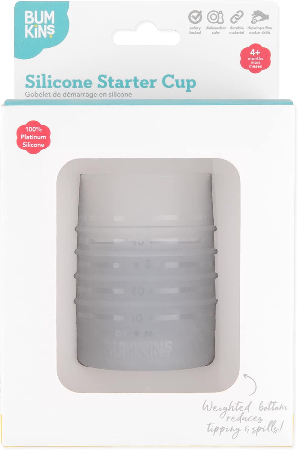 Baby and Toddler Cups, Sippy Cup with Straw, Spill Proof, Transition Cup for Babies Ages 1 Year, Safely Sip from Lid, Straw or Cup, First Year Supplies, Platinum Silicone, Holds 7oz, Gray