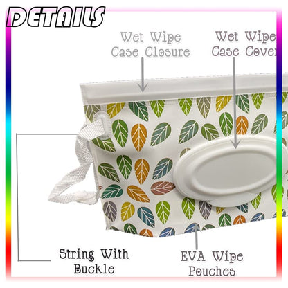 Portable Pouch Bags Set, 2 Pack Wet Wipe Holder Container, Reusable and Refillable Personal Travel Wet Wipes Dispenser Cases