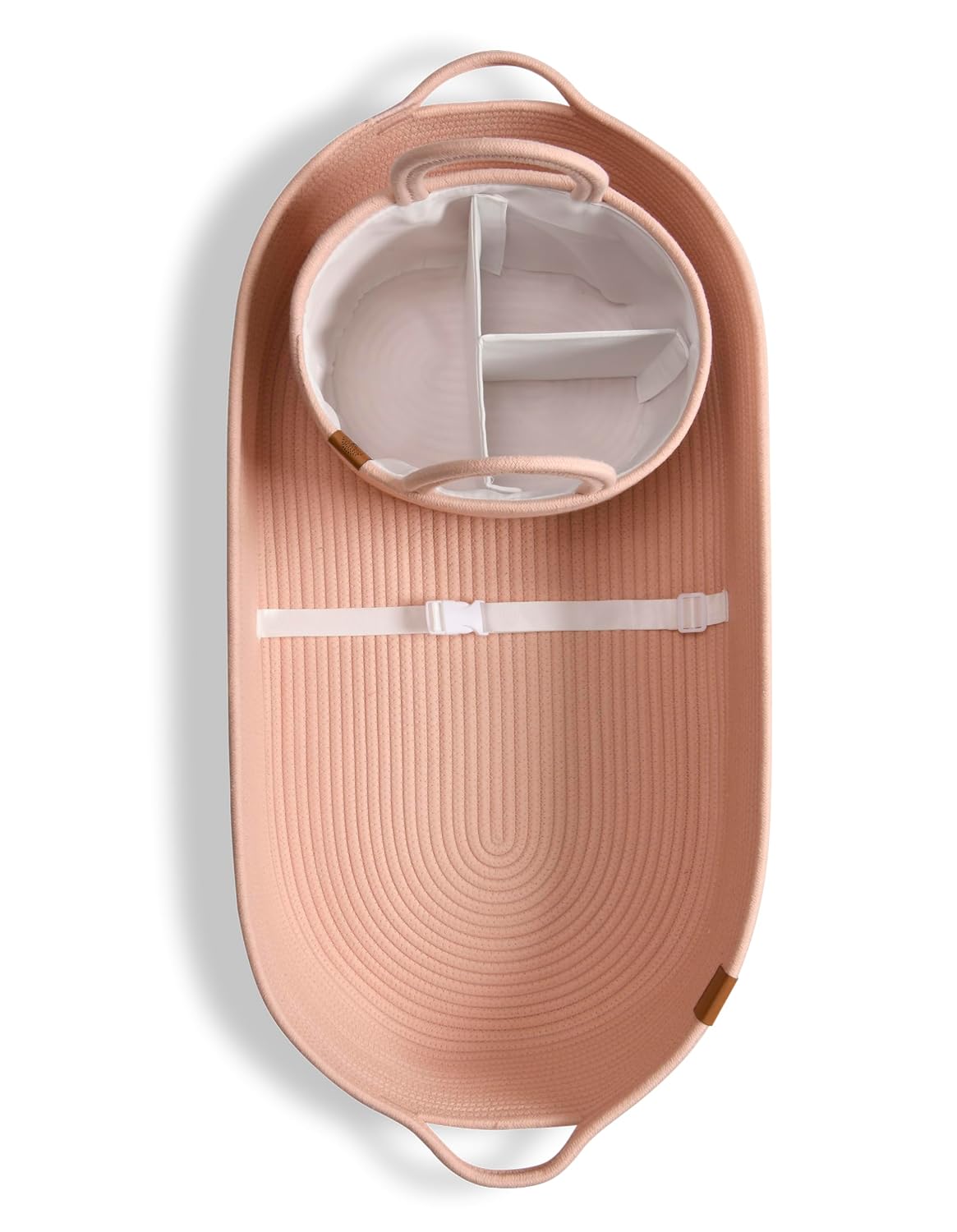 Baby Changing Basket Includes Diaper Caddy - Soft & Waterproof Dual-Cover, Portable, Changing Pad for Dresser & Changing Table, Gift for Baby Shower, Organic Cotton Rope