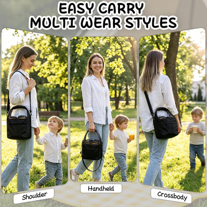 Reusable Drink Carrier Tote Bag with Handle Family Size 4 Compartment Water Bottle Holder with Adjustable Shoulder Strap & Removable Dividers Multiple Tumbler Caddy for Car,Delivery,Family Outings