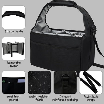 Reusable Drink Carrier Tote Bag with Handle Family Size 4 Compartment Water Bottle Holder with Adjustable Shoulder Strap & Removable Dividers Multiple Tumbler Caddy for Car,Delivery,Family Outings