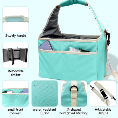 Reusable Drink Carrier Tote Bag with Handle Family Size 4 Compartment Water Bottle Holder with Adjustable Shoulder Strap & Removable Dividers Multiple Tumbler Caddy for Car,Delivery,Family Outings