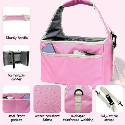 Reusable Drink Carrier Tote Bag with Handle Family Size 4 Compartment Water Bottle Holder with Adjustable Shoulder Strap & Removable Dividers Multiple Tumbler Caddy for Car,Delivery,Family Outings