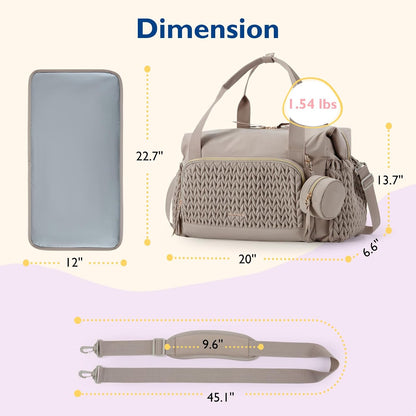 Diaper Bag Tote Large Travel Baby Bag with Pacifier Case