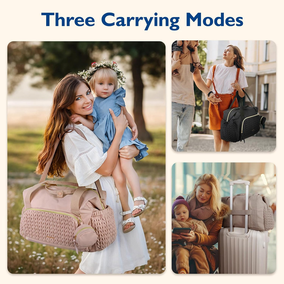 Diaper Bag Tote Large Travel Baby Bag with Pacifier Case