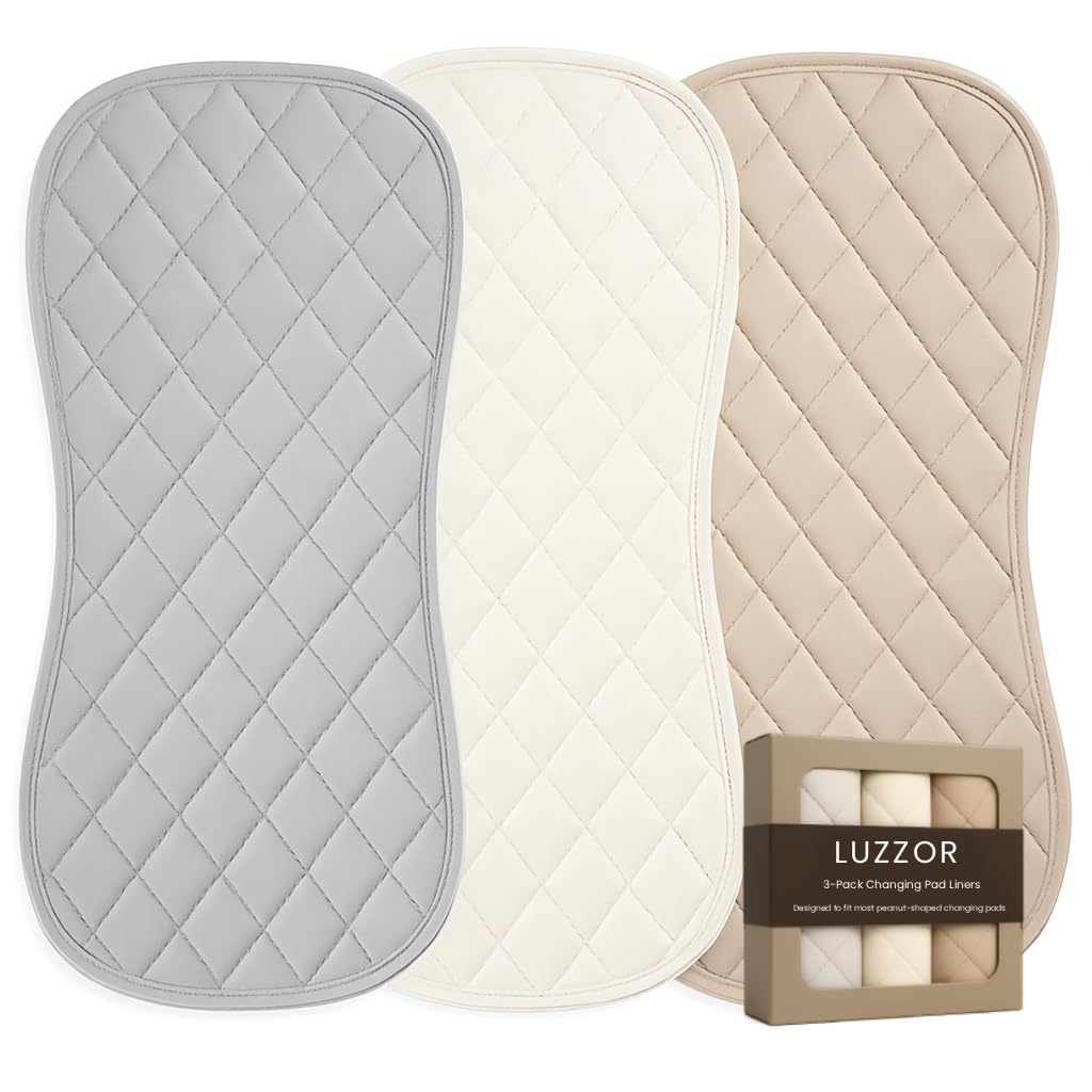 Changing Pad Liners 3 Pack – Waterproof, Soft, Absorbent, Non-Slip, Machine Washable, Reusable Baby Changing Pad Liners, Also Fits Peanut Shaped Changing Pads, Changing Table Pads
