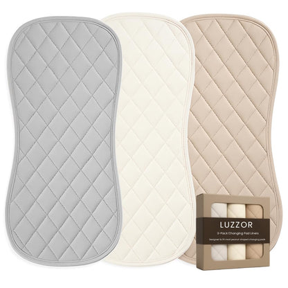 Changing Pad Liners 3 Pack – Waterproof, Soft, Absorbent, Non-Slip, Machine Washable, Reusable Baby Changing Pad Liners, Also Fits Peanut Shaped Changing Pads, Changing Table Pads