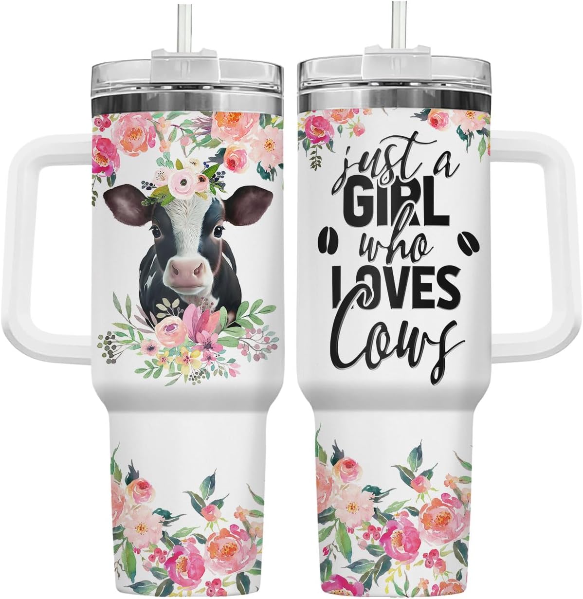 Funny Cow Forgot What Was 40 oz Tumbler with Handle, Cow Lover Gift | Ranch Lover Gift, Heifer Ranch Farmhouse Cattle Moo Barnyard Humor Witty Hilarious Comedy Tumbler