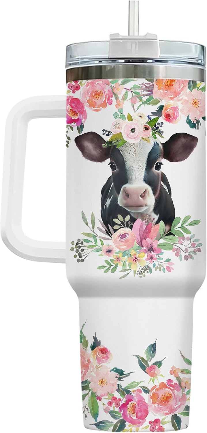 Funny Cow Forgot What Was 40 oz Tumbler with Handle, Cow Lover Gift | Ranch Lover Gift, Heifer Ranch Farmhouse Cattle Moo Barnyard Humor Witty Hilarious Comedy Tumbler