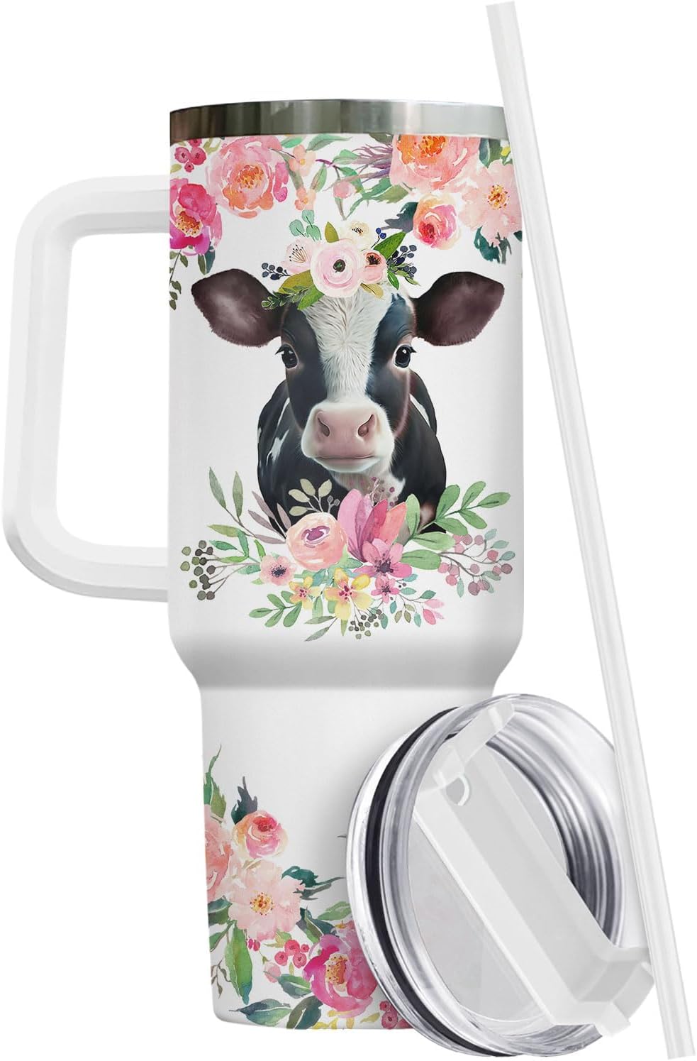 Funny Cow Forgot What Was 40 oz Tumbler with Handle, Cow Lover Gift | Ranch Lover Gift, Heifer Ranch Farmhouse Cattle Moo Barnyard Humor Witty Hilarious Comedy Tumbler