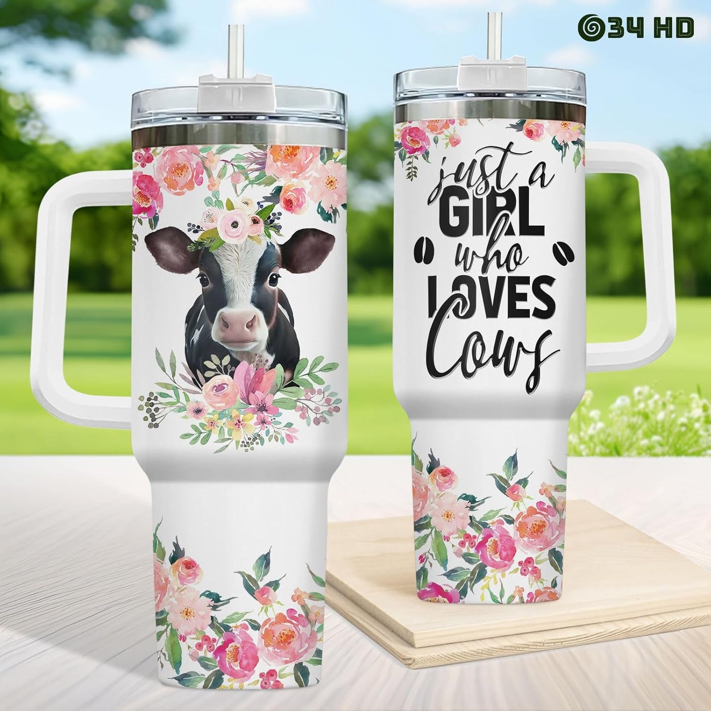Funny Cow Forgot What Was 40 oz Tumbler with Handle, Cow Lover Gift | Ranch Lover Gift, Heifer Ranch Farmhouse Cattle Moo Barnyard Humor Witty Hilarious Comedy Tumbler