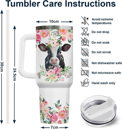 Funny Cow Forgot What Was 40 oz Tumbler with Handle, Cow Lover Gift | Ranch Lover Gift, Heifer Ranch Farmhouse Cattle Moo Barnyard Humor Witty Hilarious Comedy Tumbler