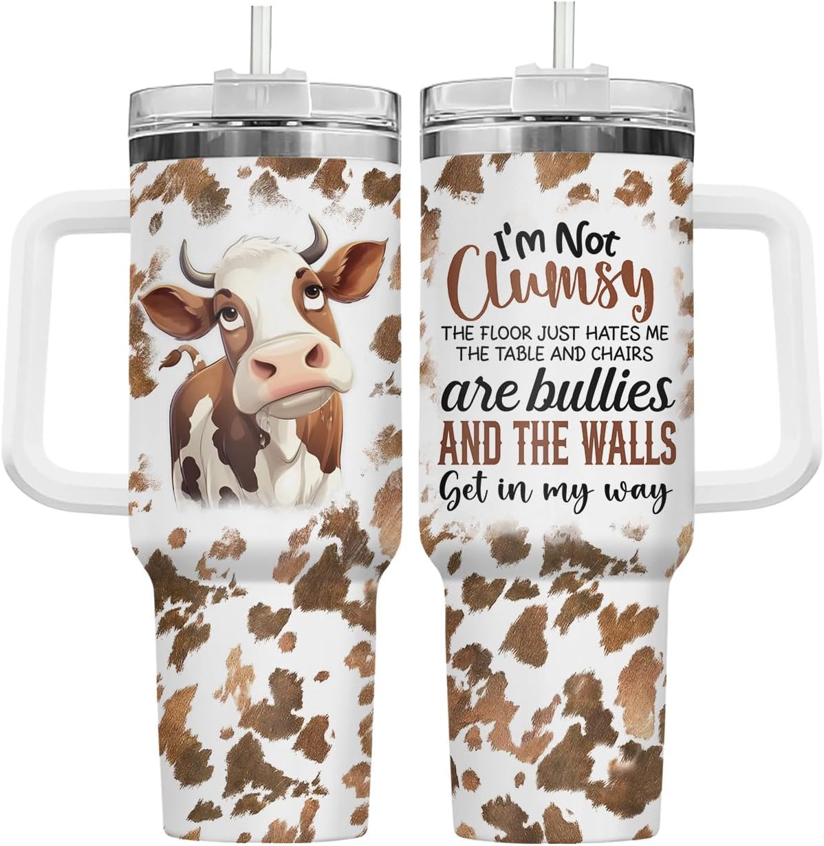 Funny Cow Forgot What Was 40 oz Tumbler with Handle, Cow Lover Gift | Ranch Lover Gift, Heifer Ranch Farmhouse Cattle Moo Barnyard Humor Witty Hilarious Comedy Tumbler