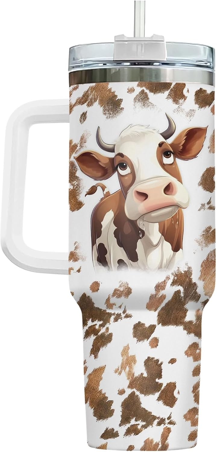 Funny Cow Forgot What Was 40 oz Tumbler with Handle, Cow Lover Gift | Ranch Lover Gift, Heifer Ranch Farmhouse Cattle Moo Barnyard Humor Witty Hilarious Comedy Tumbler