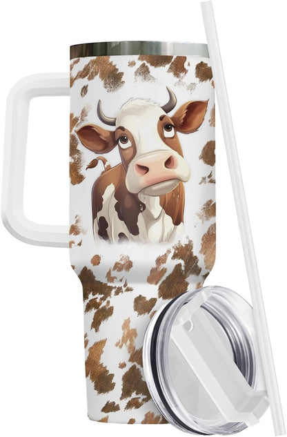 Funny Cow Forgot What Was 40 oz Tumbler with Handle, Cow Lover Gift | Ranch Lover Gift, Heifer Ranch Farmhouse Cattle Moo Barnyard Humor Witty Hilarious Comedy Tumbler