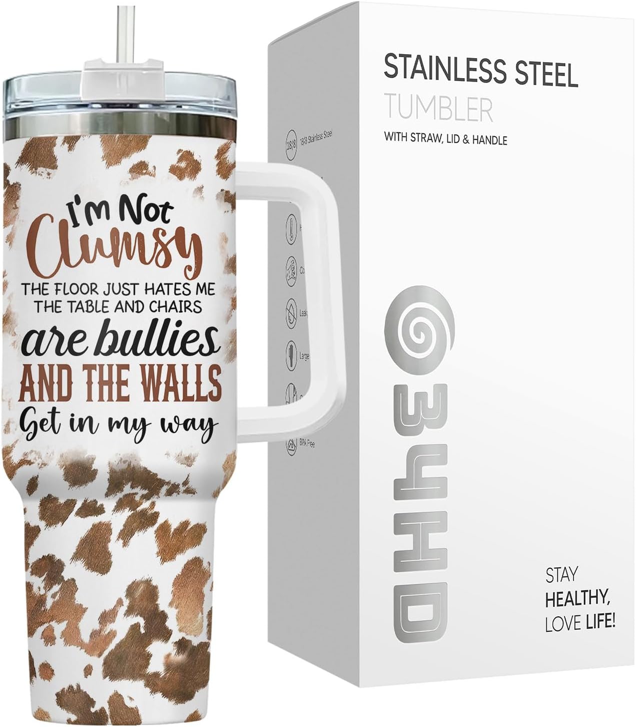 Funny Cow Forgot What Was 40 oz Tumbler with Handle, Cow Lover Gift | Ranch Lover Gift, Heifer Ranch Farmhouse Cattle Moo Barnyard Humor Witty Hilarious Comedy Tumbler