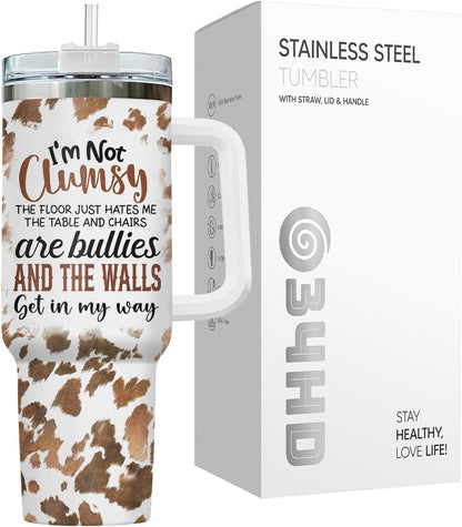 Funny Cow Forgot What Was 40 oz Tumbler with Handle, Cow Lover Gift | Ranch Lover Gift, Heifer Ranch Farmhouse Cattle Moo Barnyard Humor Witty Hilarious Comedy Tumbler