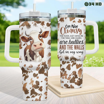 Funny Cow Forgot What Was 40 oz Tumbler with Handle, Cow Lover Gift | Ranch Lover Gift, Heifer Ranch Farmhouse Cattle Moo Barnyard Humor Witty Hilarious Comedy Tumbler