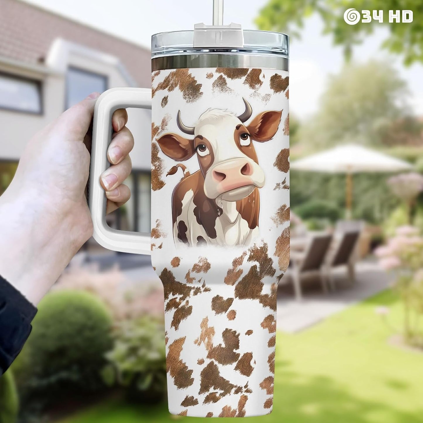 Funny Cow Forgot What Was 40 oz Tumbler with Handle, Cow Lover Gift | Ranch Lover Gift, Heifer Ranch Farmhouse Cattle Moo Barnyard Humor Witty Hilarious Comedy Tumbler