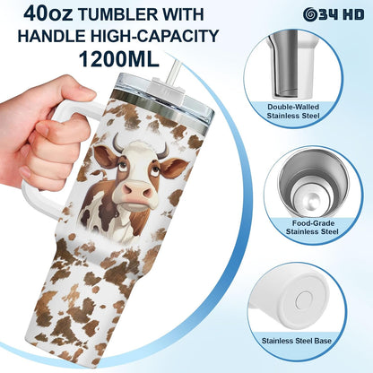 Funny Cow Forgot What Was 40 oz Tumbler with Handle, Cow Lover Gift | Ranch Lover Gift, Heifer Ranch Farmhouse Cattle Moo Barnyard Humor Witty Hilarious Comedy Tumbler