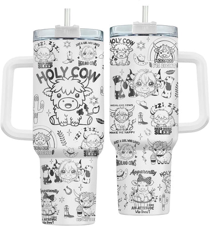Funny Cow Forgot What Was 40 oz Tumbler with Handle, Cow Lover Gift | Ranch Lover Gift, Heifer Ranch Farmhouse Cattle Moo Barnyard Humor Witty Hilarious Comedy Tumbler