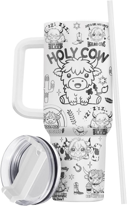 Funny Cow Forgot What Was 40 oz Tumbler with Handle, Cow Lover Gift | Ranch Lover Gift, Heifer Ranch Farmhouse Cattle Moo Barnyard Humor Witty Hilarious Comedy Tumbler