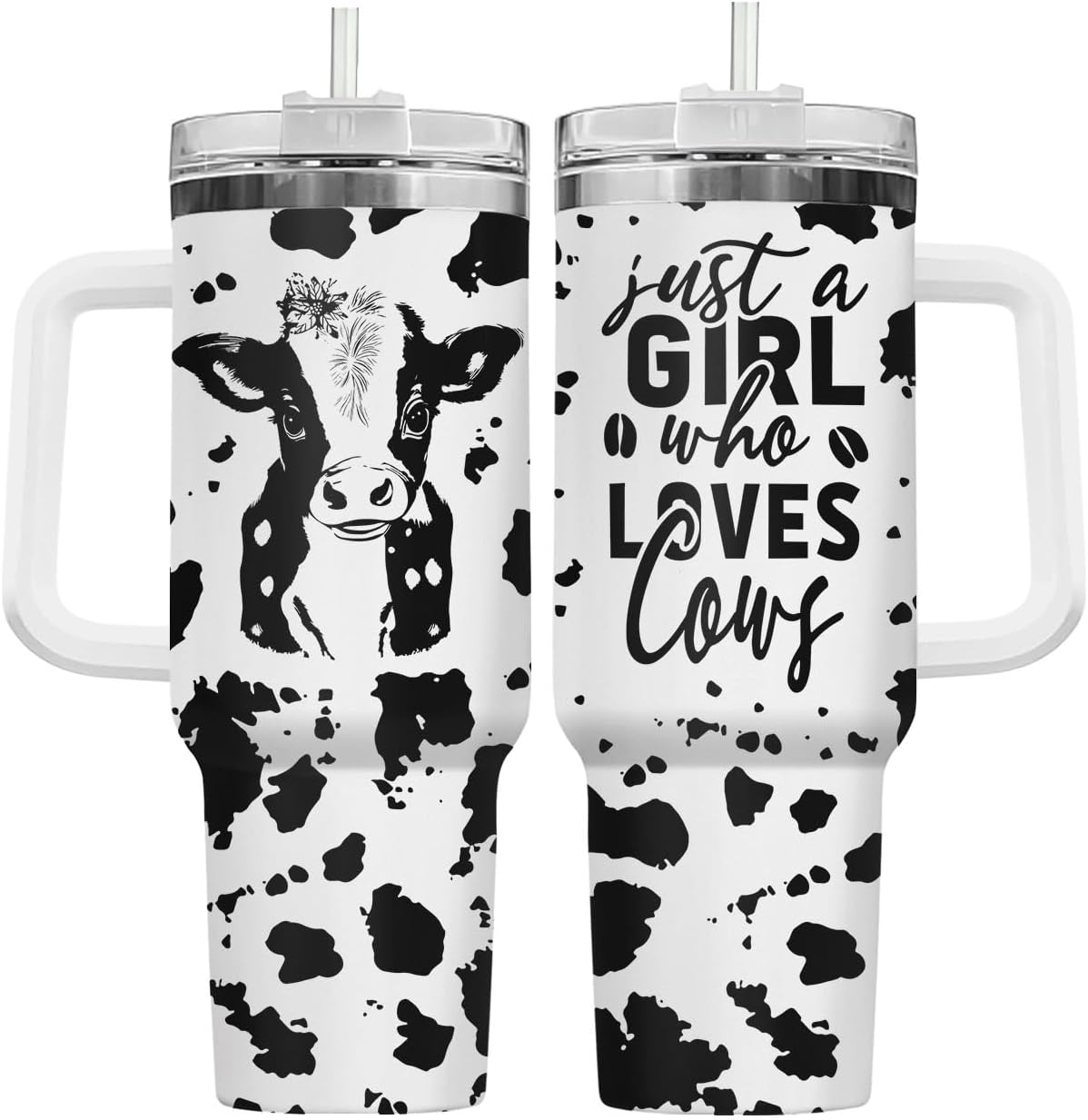 Funny Cow Forgot What Was 40 oz Tumbler with Handle, Cow Lover Gift | Ranch Lover Gift, Heifer Ranch Farmhouse Cattle Moo Barnyard Humor Witty Hilarious Comedy Tumbler