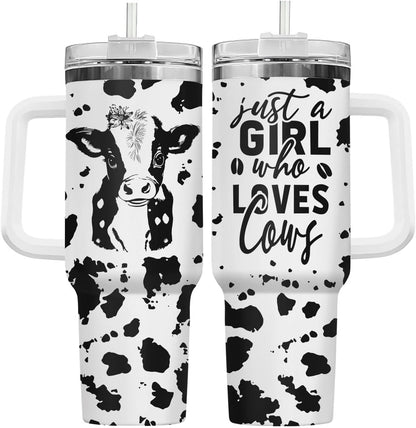 Funny Cow Forgot What Was 40 oz Tumbler with Handle, Cow Lover Gift | Ranch Lover Gift, Heifer Ranch Farmhouse Cattle Moo Barnyard Humor Witty Hilarious Comedy Tumbler