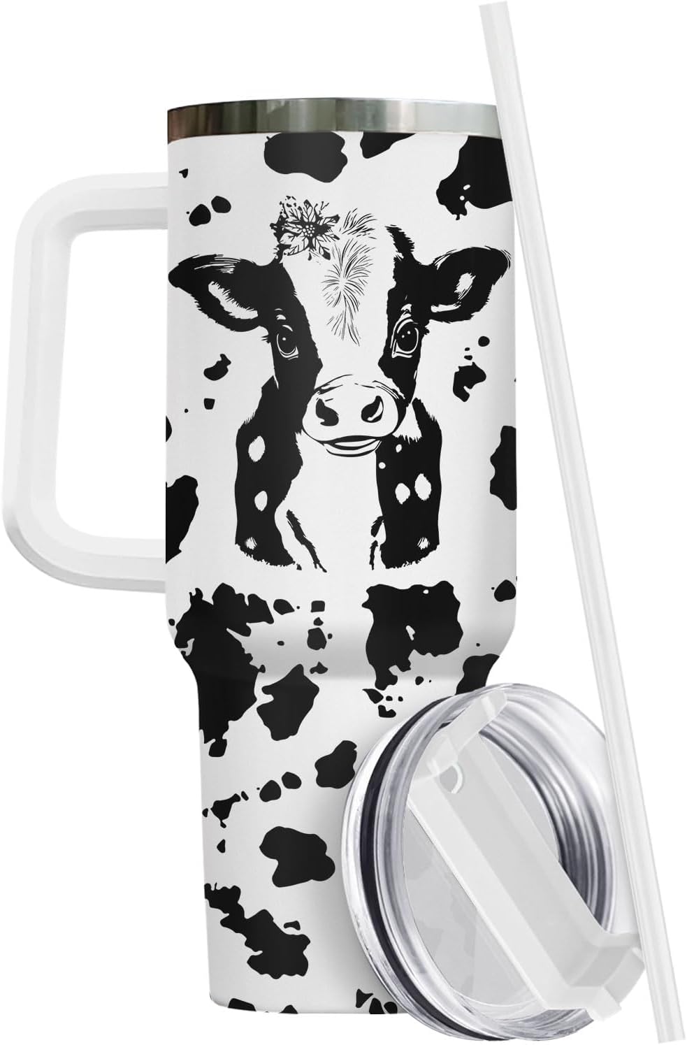 Funny Cow Forgot What Was 40 oz Tumbler with Handle, Cow Lover Gift | Ranch Lover Gift, Heifer Ranch Farmhouse Cattle Moo Barnyard Humor Witty Hilarious Comedy Tumbler
