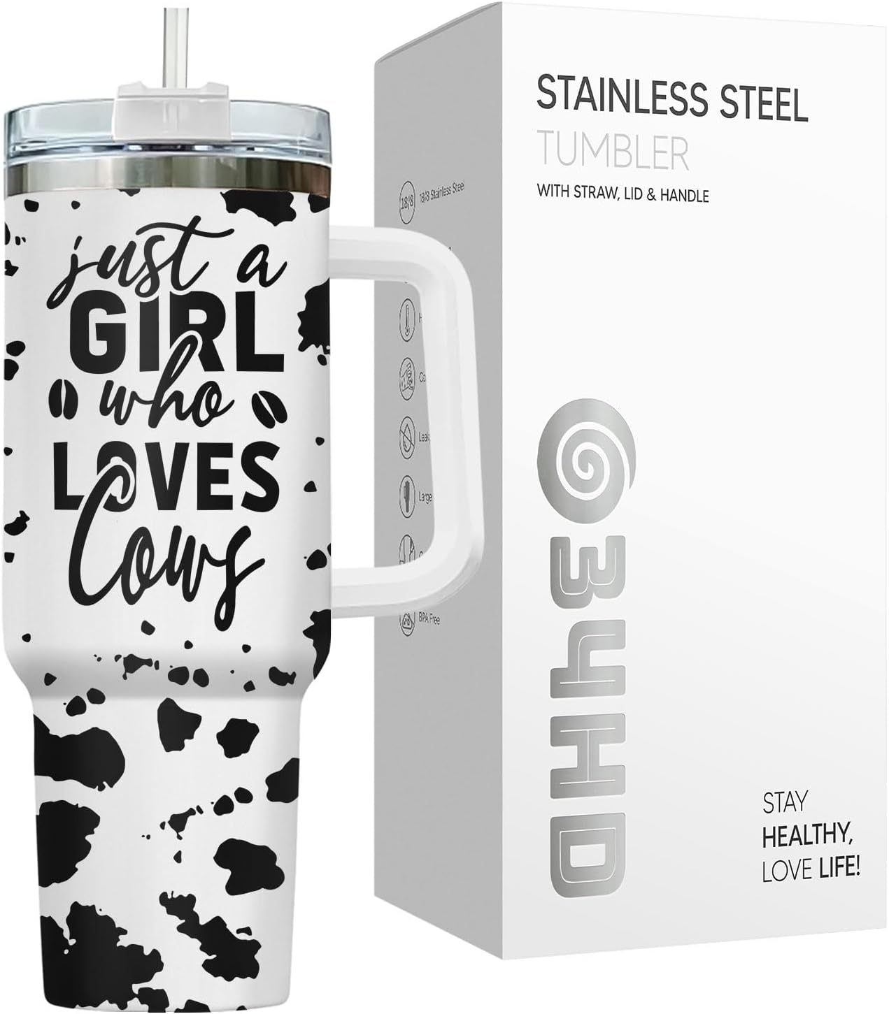 Funny Cow Forgot What Was 40 oz Tumbler with Handle, Cow Lover Gift | Ranch Lover Gift, Heifer Ranch Farmhouse Cattle Moo Barnyard Humor Witty Hilarious Comedy Tumbler