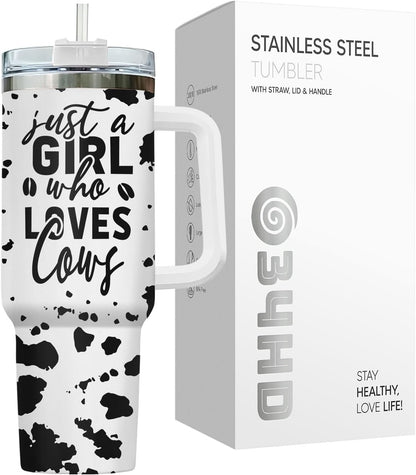 Funny Cow Forgot What Was 40 oz Tumbler with Handle, Cow Lover Gift | Ranch Lover Gift, Heifer Ranch Farmhouse Cattle Moo Barnyard Humor Witty Hilarious Comedy Tumbler