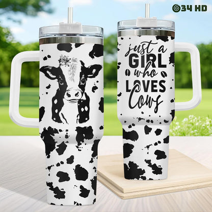Funny Cow Forgot What Was 40 oz Tumbler with Handle, Cow Lover Gift | Ranch Lover Gift, Heifer Ranch Farmhouse Cattle Moo Barnyard Humor Witty Hilarious Comedy Tumbler