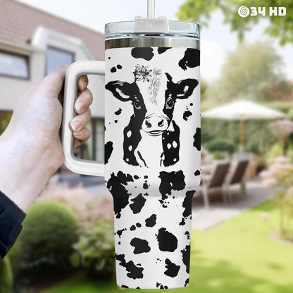 Funny Cow Forgot What Was 40 oz Tumbler with Handle, Cow Lover Gift | Ranch Lover Gift, Heifer Ranch Farmhouse Cattle Moo Barnyard Humor Witty Hilarious Comedy Tumbler