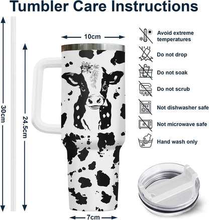 Funny Cow Forgot What Was 40 oz Tumbler with Handle, Cow Lover Gift | Ranch Lover Gift, Heifer Ranch Farmhouse Cattle Moo Barnyard Humor Witty Hilarious Comedy Tumbler
