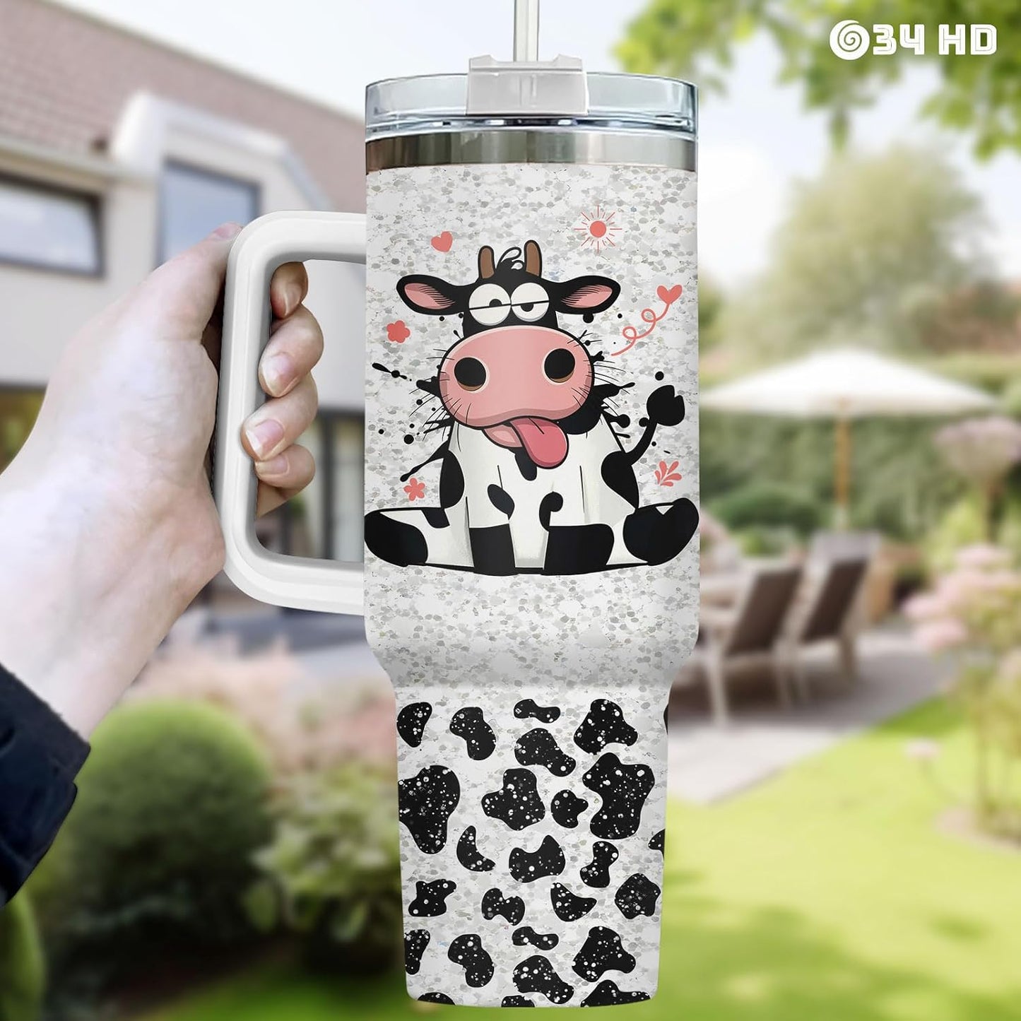Funny Cow Forgot What Was 40 oz Tumbler with Handle, Cow Lover Gift | Ranch Lover Gift, Heifer Ranch Farmhouse Cattle Moo Barnyard Humor Witty Hilarious Comedy Tumbler