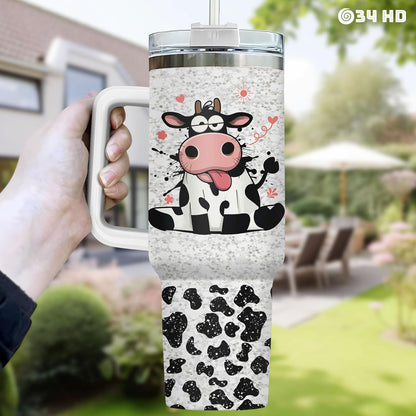 Funny Cow Forgot What Was 40 oz Tumbler with Handle, Cow Lover Gift | Ranch Lover Gift, Heifer Ranch Farmhouse Cattle Moo Barnyard Humor Witty Hilarious Comedy Tumbler