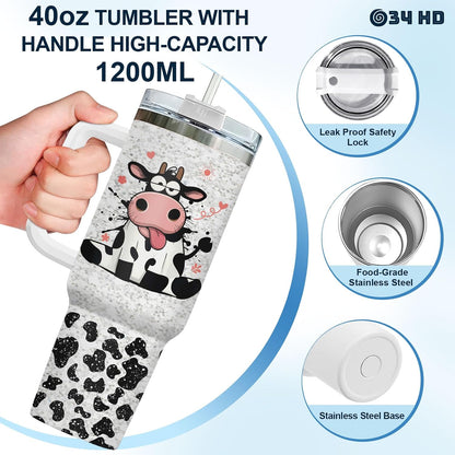 Funny Cow Forgot What Was 40 oz Tumbler with Handle, Cow Lover Gift | Ranch Lover Gift, Heifer Ranch Farmhouse Cattle Moo Barnyard Humor Witty Hilarious Comedy Tumbler