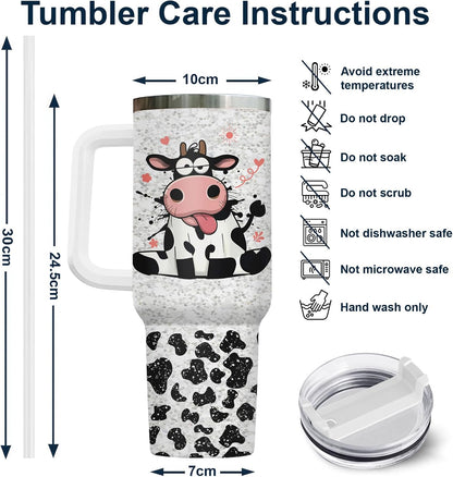 Funny Cow Forgot What Was 40 oz Tumbler with Handle, Cow Lover Gift | Ranch Lover Gift, Heifer Ranch Farmhouse Cattle Moo Barnyard Humor Witty Hilarious Comedy Tumbler
