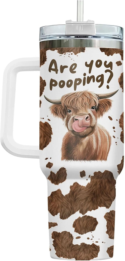 Funny Cow Forgot What Was 40 oz Tumbler with Handle, Cow Lover Gift | Ranch Lover Gift, Heifer Ranch Farmhouse Cattle Moo Barnyard Humor Witty Hilarious Comedy Tumbler