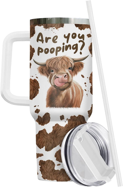 Funny Cow Forgot What Was 40 oz Tumbler with Handle, Cow Lover Gift | Ranch Lover Gift, Heifer Ranch Farmhouse Cattle Moo Barnyard Humor Witty Hilarious Comedy Tumbler
