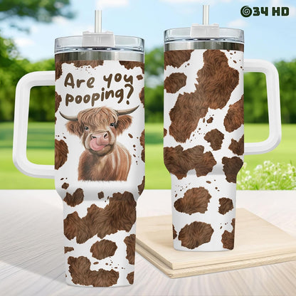 Funny Cow Forgot What Was 40 oz Tumbler with Handle, Cow Lover Gift | Ranch Lover Gift, Heifer Ranch Farmhouse Cattle Moo Barnyard Humor Witty Hilarious Comedy Tumbler