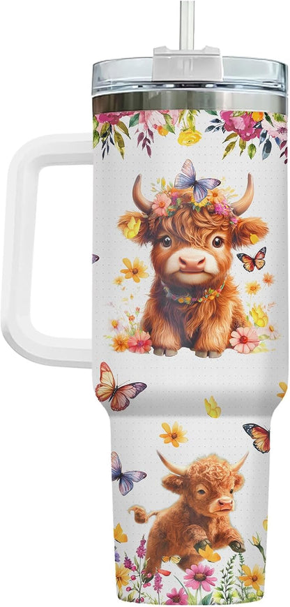 Funny Cow Forgot What Was 40 oz Tumbler with Handle, Cow Lover Gift | Ranch Lover Gift, Heifer Ranch Farmhouse Cattle Moo Barnyard Humor Witty Hilarious Comedy Tumbler