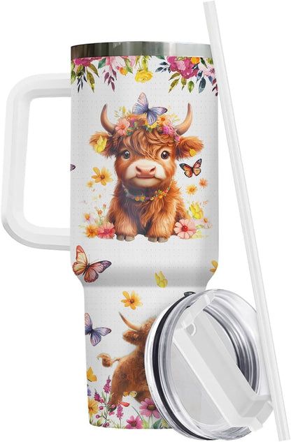 Funny Cow Forgot What Was 40 oz Tumbler with Handle, Cow Lover Gift | Ranch Lover Gift, Heifer Ranch Farmhouse Cattle Moo Barnyard Humor Witty Hilarious Comedy Tumbler