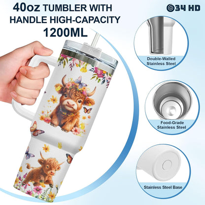 Funny Cow Forgot What Was 40 oz Tumbler with Handle, Cow Lover Gift | Ranch Lover Gift, Heifer Ranch Farmhouse Cattle Moo Barnyard Humor Witty Hilarious Comedy Tumbler